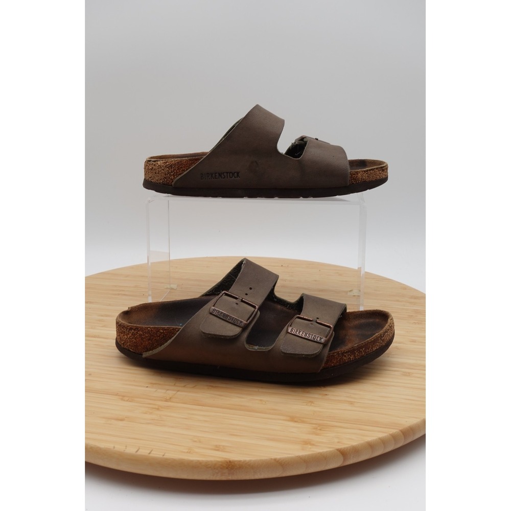 Birkenstock Arizona Sandals Womens Size 7 Brown Leather Slide Comfort Shoes